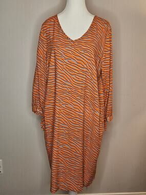 NWT sandwich Dress Orange Zebra 100% viscose Size 40 (8/M) Made in Amsterdam H78